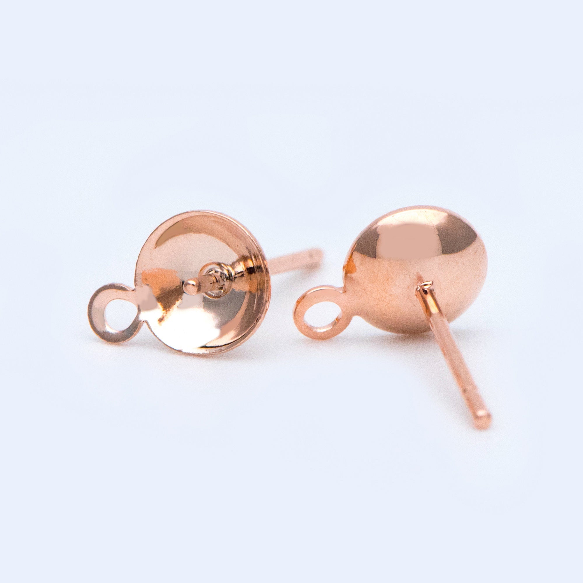 20pcs Gold/ Sliver/ Rose Gold Ear Posts with Cup, Stud Earrings for Pearls, 4/ 6/ 8mm Peg Earring Findings Wholesale (GB-2060)